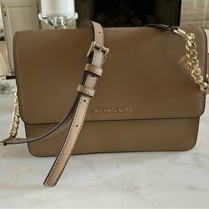 Michael Kors Tan/Camel Crossbody Bag with Gold Chain